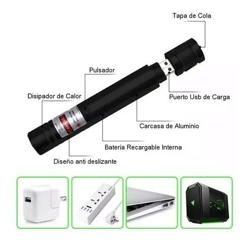 Imagen 4 de 5 de Láser B303 Verde Con Caleidoscopio, Carga Usb, 200mw Reales!