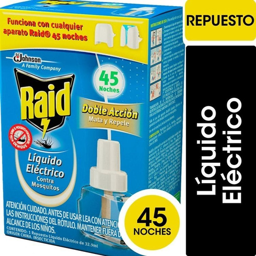 Raid 45 Noches Repuesto Liquido Mata Y Repele Mosquitos