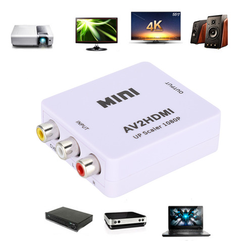 Mini Av A Converter De Vídeo Hd Con Alimentación Usb De 1080