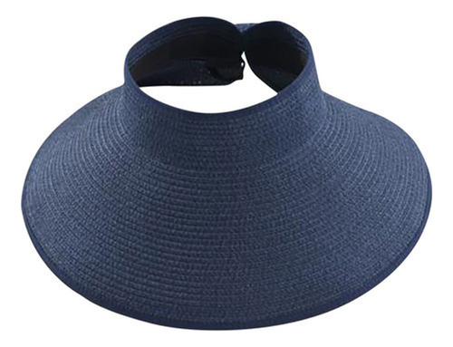 A Sombrero Ancho Enrollable De Paja For Mujer, Con Visera