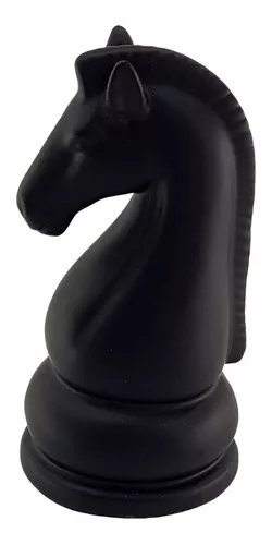 Peça Xadrez Preto Fosco Cavalo 18cm Porcelana