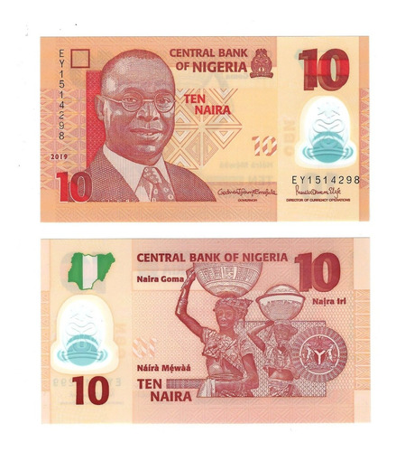 Nigeria - Billete 10 Naira 2019 - Polímero - Unc