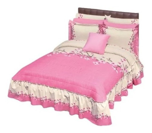 Colcha Matrimonial Rosa con fundas para almohada, diseño Flor de Cerezo Colchas Concord
