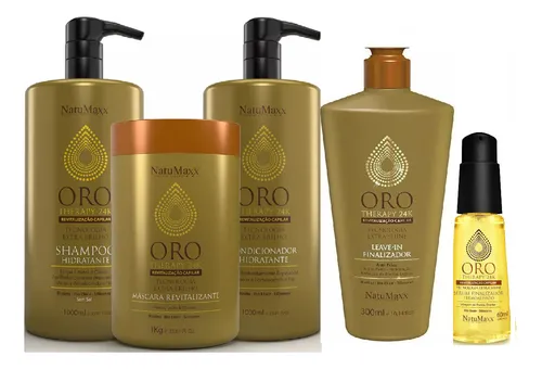 Kit Oro Shampoo +cond.+ Máscara + Leave-in + Serum Natumaxx
