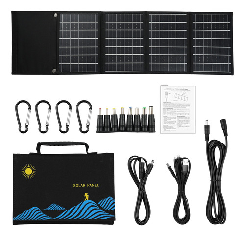 Panel Solar De 30w Plegable Con Cargador Solar Dual Usb+dc