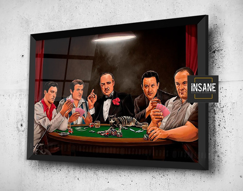 Quadro Mesa Gangsters Mafia Poker Don Corleone Scarfacer A3