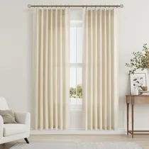 Comprar Cortina Beige 80  Para Sala Estar Comedor Juego 2 Panel Lino