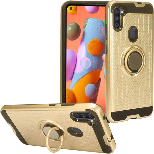 Funda Para Samsung Galaxy A11 (color Oro Soporte De Anillo)