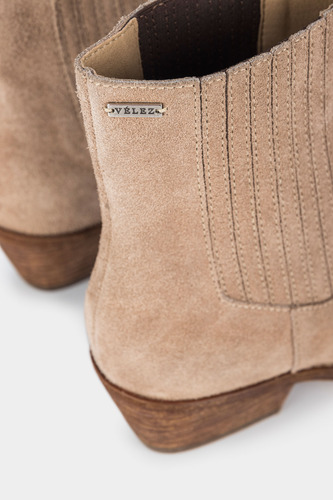 Vélez Botines Texanos Mercurio De Cuero Para Mujer Arena