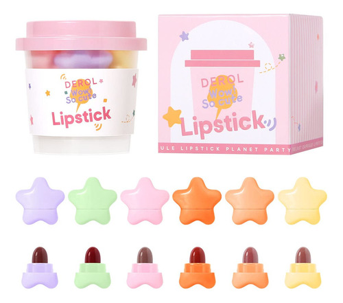 Juego De Mini Lapices Labiales De 6 Colores Mate Con Forma D