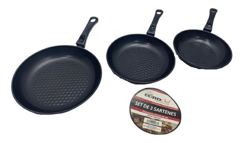 3 Sarten Teflon 20cm 23cm Y 25cm Eurochef 4873 Xavi