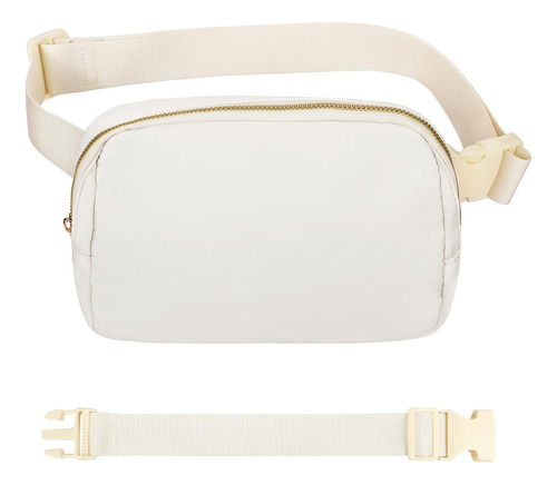 Bolso De Cintura Vorolo, Con Correa Extensora, ''off White''