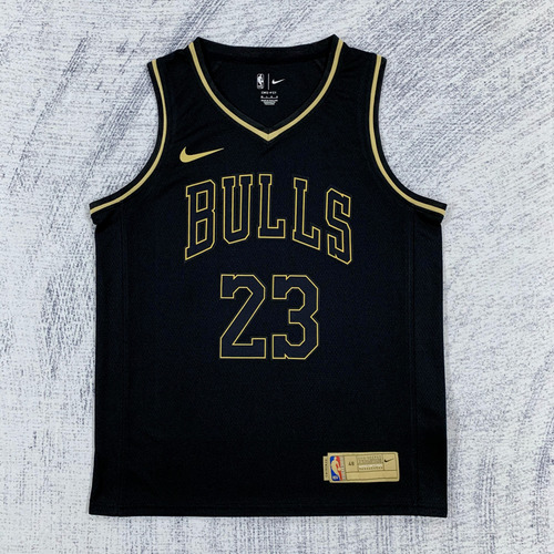 Jersey Nba Chicago Bulls Michael Jordann Oro Negro 23 M