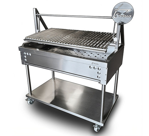 Asadores Argentinos Para Carbón Acero Inoxidable 120cm) 77kg Color Plateado