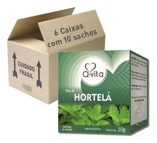 Chá De Hortelã Q-vita 10 Sachês 10g (6 Unidades) Kit Hortelã