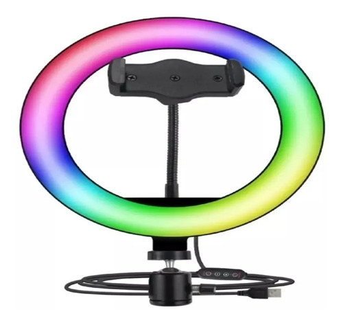 Aro De Luz Led Rgb 10p Con Tripode Ajustable Tik Tok Reels