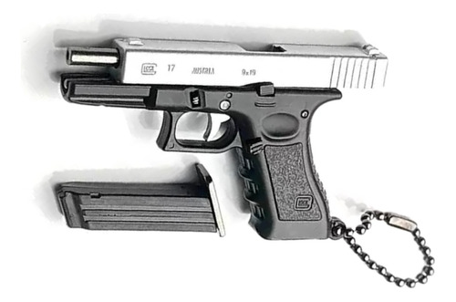 Llaveros De Moda Armas De Fuego Pistola Replica Glock Plata