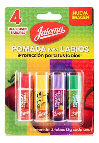 Pomada Para Labios Blister Con 4 Lab De 3 Gr C/u Jaloma