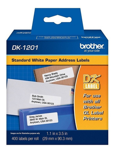 Etiquetas Brother Dk1201  (29 Mm X 90.3mm), 400 Etiquetas Color Blanco