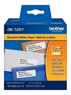 Etiquetas Brother Dk1201 (29 Mm X 90.3mm), 400 Etiquetas Color Blanco