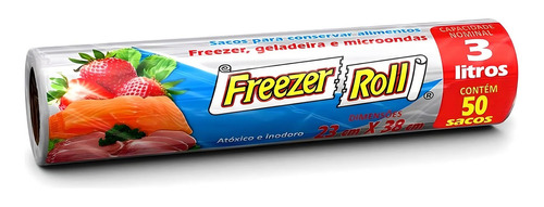 Saco para Freezer, Geladeira e Micro-Ondas 3l Freezer Roll 23cm x 38cm 50 Unidades