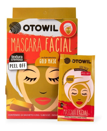 Mascara Facial Gold Mask C/  Hialuronico Otowil Sobre X20g 