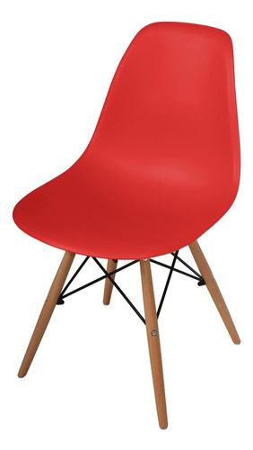Cadeira Para Escritório Pé De Madeira Anima Eames Vermelha Cor Vermelho