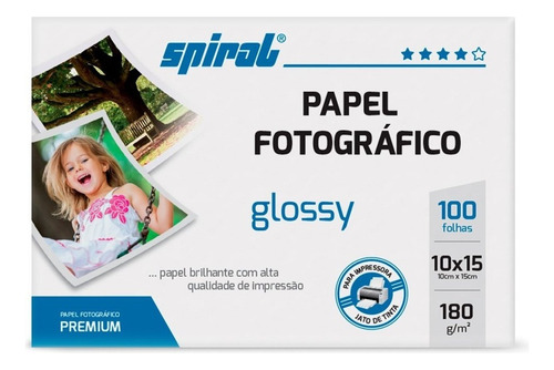 Kit Com 200 Folhas Papel Fotográfico 10x15 Glossy Paper Cor Branco