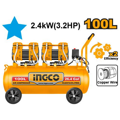 Compresor 3.2hp 100l 75db 60hz 2x1200w 3400 Rpm Ingco