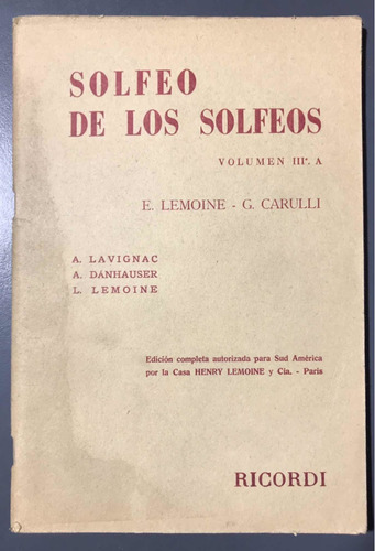 Solfeo De Los Solfeos Vol 3 A  Ricordi 1967