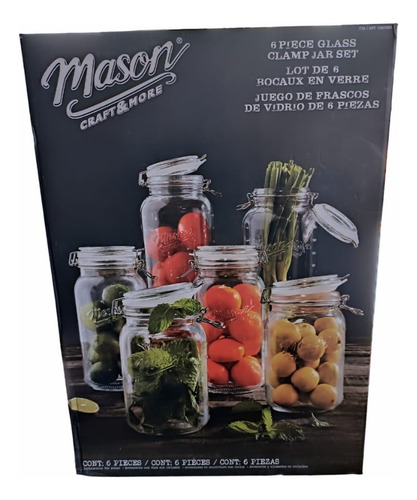 Set De 6 Frascos De Vidrio Con Tapa Mason Craft Msi