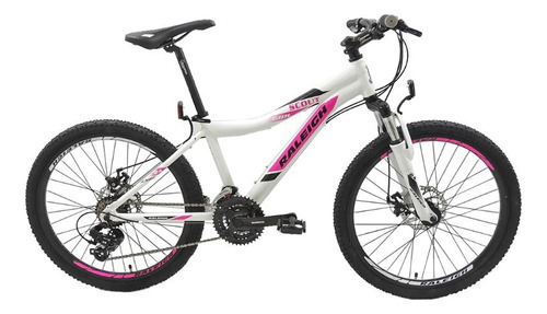 Bicicleta Mountain Bike Raleigh Scout Rodado 24 Shimano 21v Color Blanco/rosa