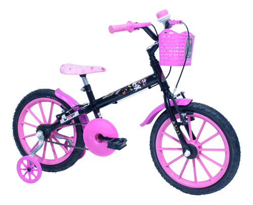 Bicicleta Infantil 4 A 5 Anos Feminina Princesas Meninas Cor Preta