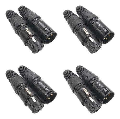 Zyamy 4 Pares Xlr 3 Pines Macho Y Hembra Conector De Micrfon