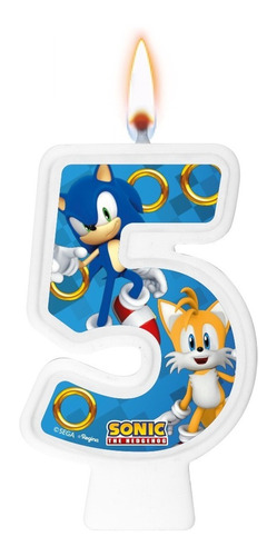 Vela Para Aniversário Sonic 5 Anos C/ 1 Unidade - Regina