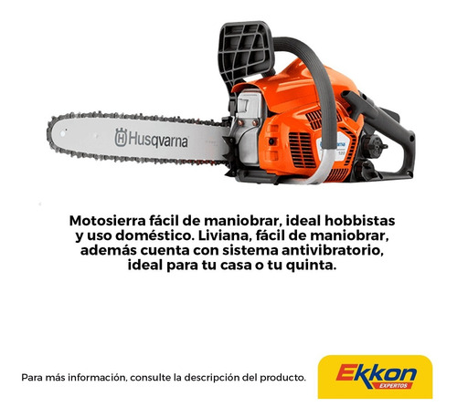 Imagen 2 de 8 de Motosierra Husqvarna 35cc Espada Cadena 16 PLG Poda 120