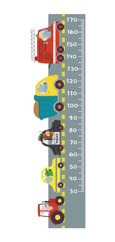 Adesivo De Parede Carrinhos Régua De Crescimento