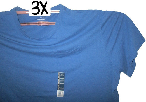 Camiseta Azul Acero Casual Cuello Redondo Talla 3xl George