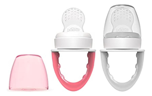 Dr. Brown's Fresh First Silicone Feeder, Rosa Y Gris, 2 Unid