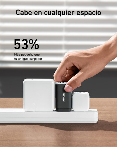 Anker Cargador 735 Carga Rápida 65w, 3 Puertos, Tamaño Chico