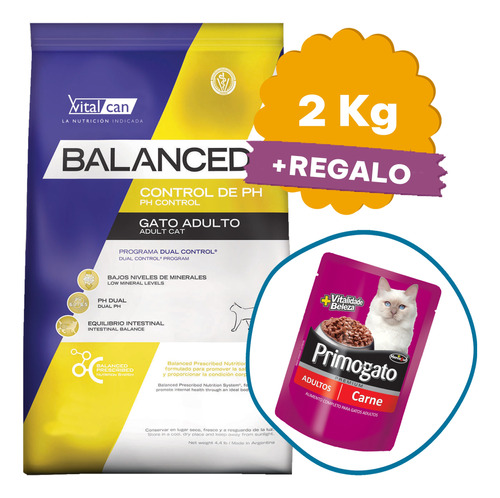 Alimento Vitalcan Balanced Gato Adulto Control Ph 2 Kg