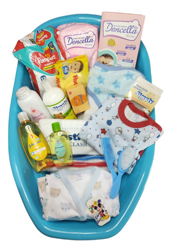 Combo Cuidado Bebe Bañera 19 Productos Algodón Ideal Regalo