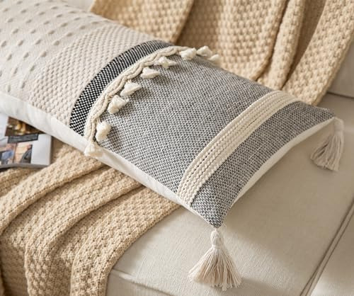 Funda Almohada Lumbar Bohemia 35 X 90 Cm Negro Beige