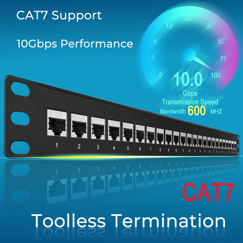 Rapink Patch Panel 24 Puertos Cat7 Con Inline Keystone 10g