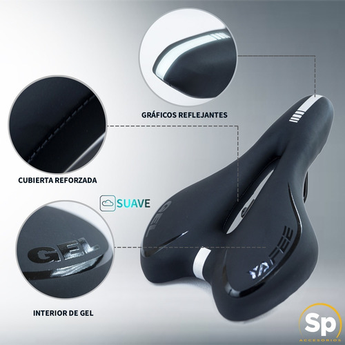 Imagen 4 de 10 de Asiento Para Bicicleta De Montaña Negro Con Gris Vazher