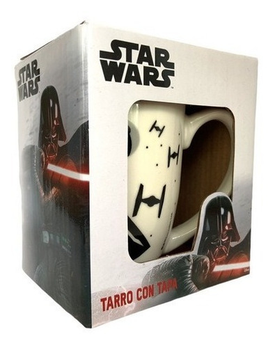 Imagen 1 de 1 de Taza Tarro Con Tapa De Porcelana Darth Vader Star Wars