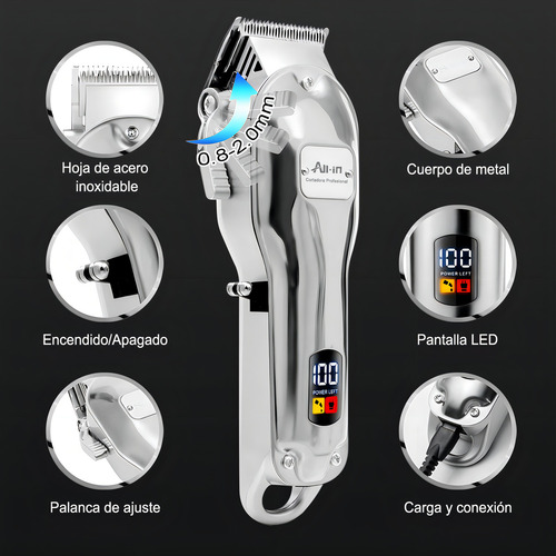 All-in® Maquina Para Cortar Cabello Profesional Inalambrica