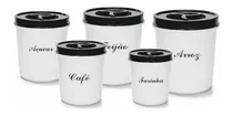 Comprar Kit Porta Mantimentos 5 Potes Redondo Porta Arroz Feijão Cor Preto