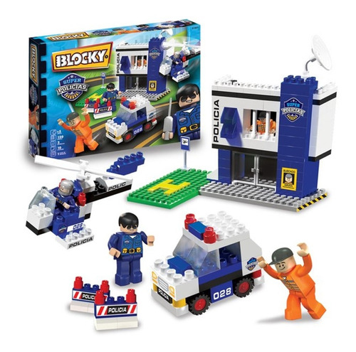 Bloques Blocky Mediano Super Policias Construccion2 Original