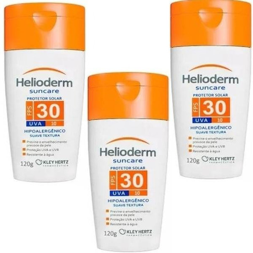 Imagem 1 de 3 de Kit C/3 Protetor Solar Helioderm Fps 30 120g